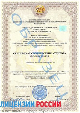 Образец сертификата соответствия аудитора №ST.RU.EXP.00006191-1 Губаха Сертификат ISO 50001